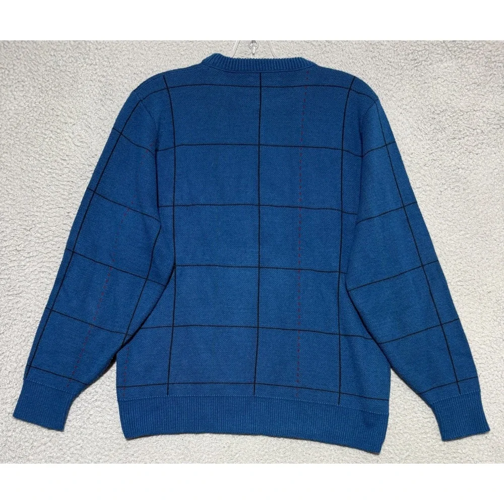 Vintage Christian Dior Sweater Mens Medium Grid Pattern Knit Pullover USA made